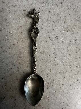 Vintage Italian Silverplate Souvenir Demitasse Spoon with Winged Lion of St. Mar